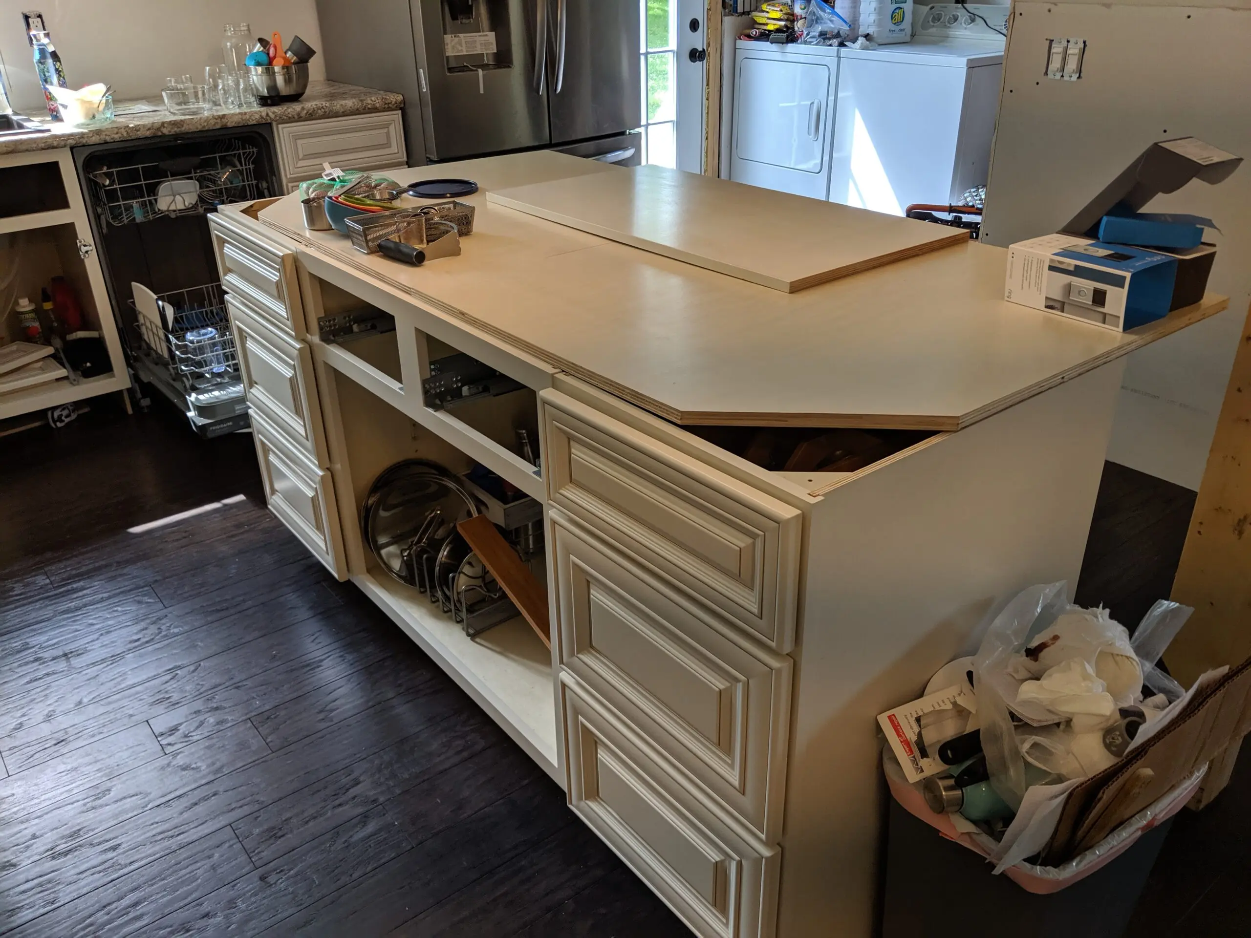 Kitchen island middle of renovation